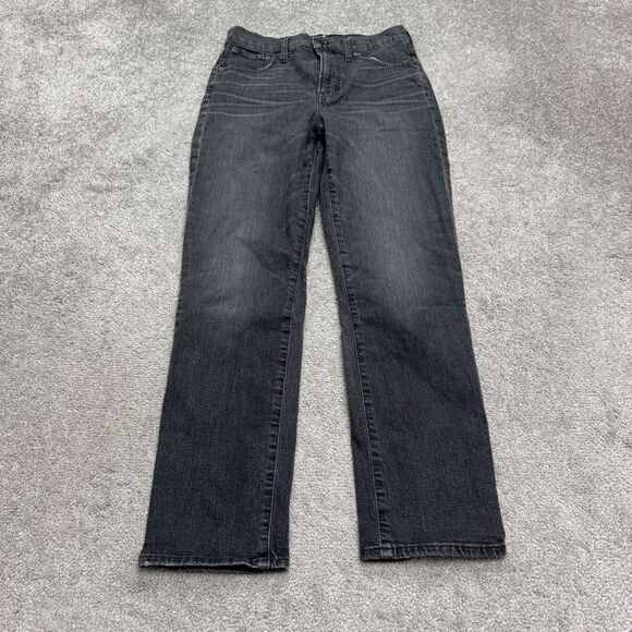 Madewell The Perfect Vintage Crop Denim Jeans Womens 28T Washed Black High Rise - Picture 1 of 14